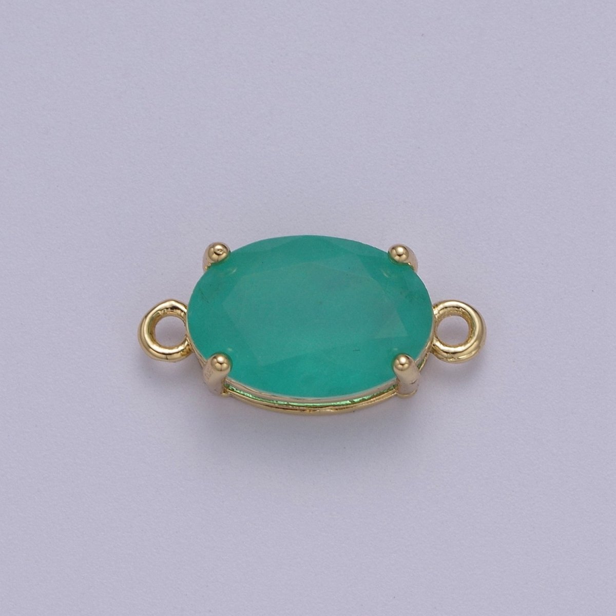 Oval Solitaire CZ Birthstone Charm Connector Geometric Diamond Cut Dainty Cubic Zirconia Connector for Necklace Earring Supply F-661~F-673 - DLUXCA