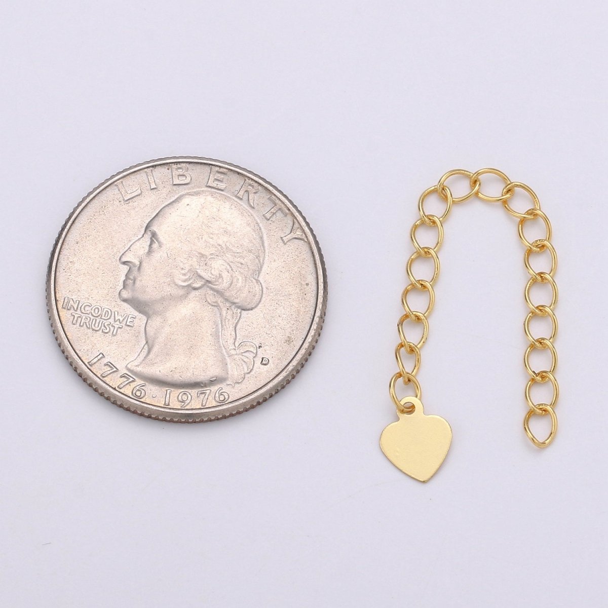 Overstock 24K Gold Filled Chain Extender For Necklace Bracelet Component Supply Findings Extenders with Heart charm K-624 - DLUXCA