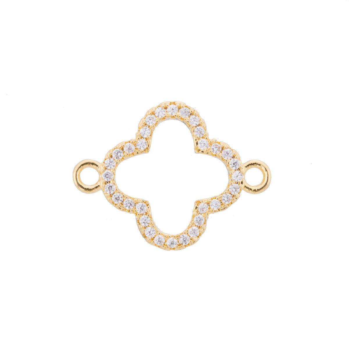 Overstock White Gold Filled, Gold Filled Daisy Flower Gold Clover Leaf Beads Handmade DIY Gift Cubic Zirconia Bracelet Charm Bead CONNECTOR Gold Plated for Jewelry Making | F-099 - DLUXCA