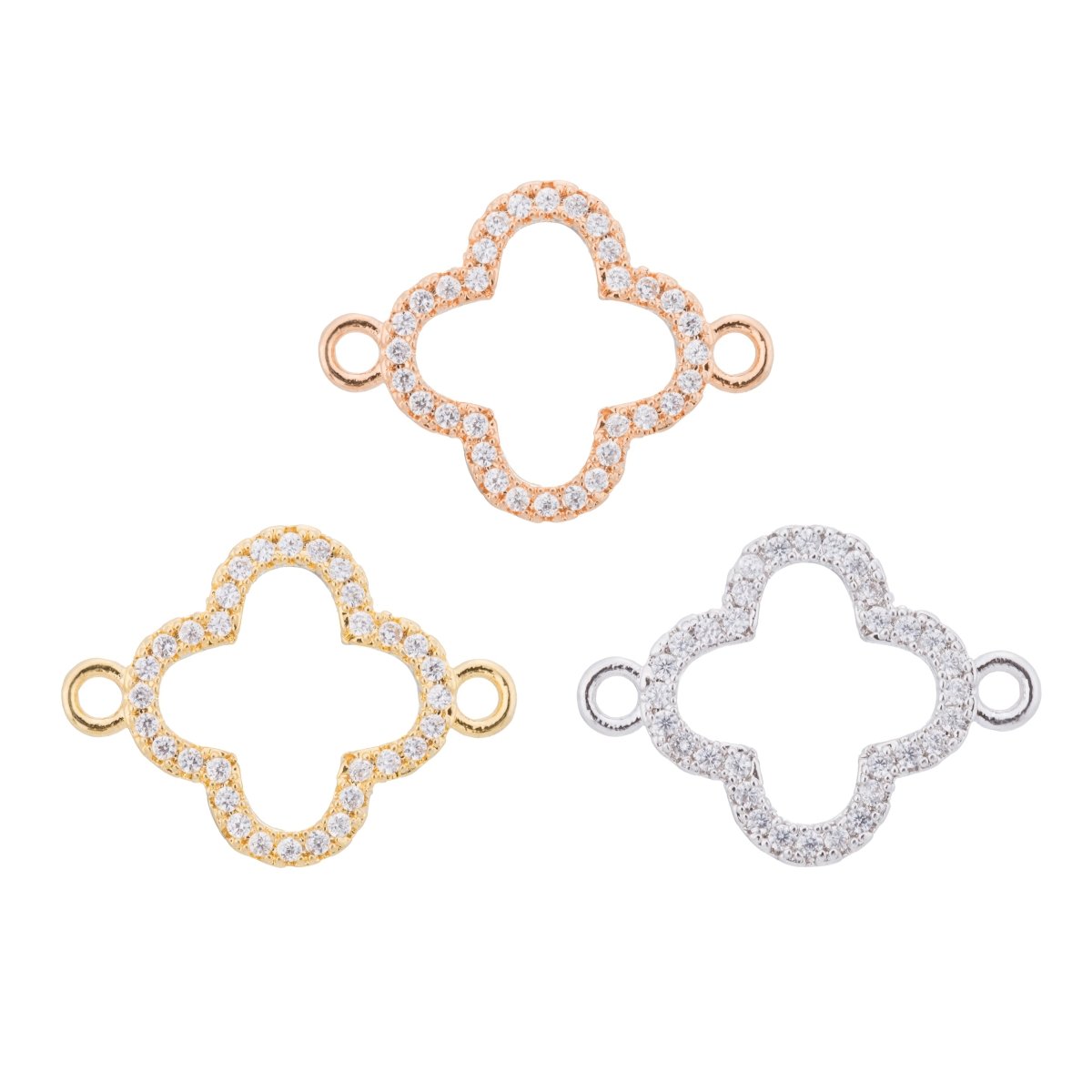 Overstock White Gold Filled, Gold Filled Daisy Flower Gold Clover Leaf Beads Handmade DIY Gift Cubic Zirconia Bracelet Charm Bead CONNECTOR Gold Plated for Jewelry Making | F-099 - DLUXCA