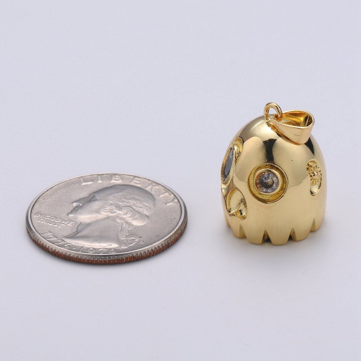 PacMan Ghost Pendant Arcade Inspired Charm Video Game Charm for 80s Necklace Jewelry Making Supply, J-062 - DLUXCA