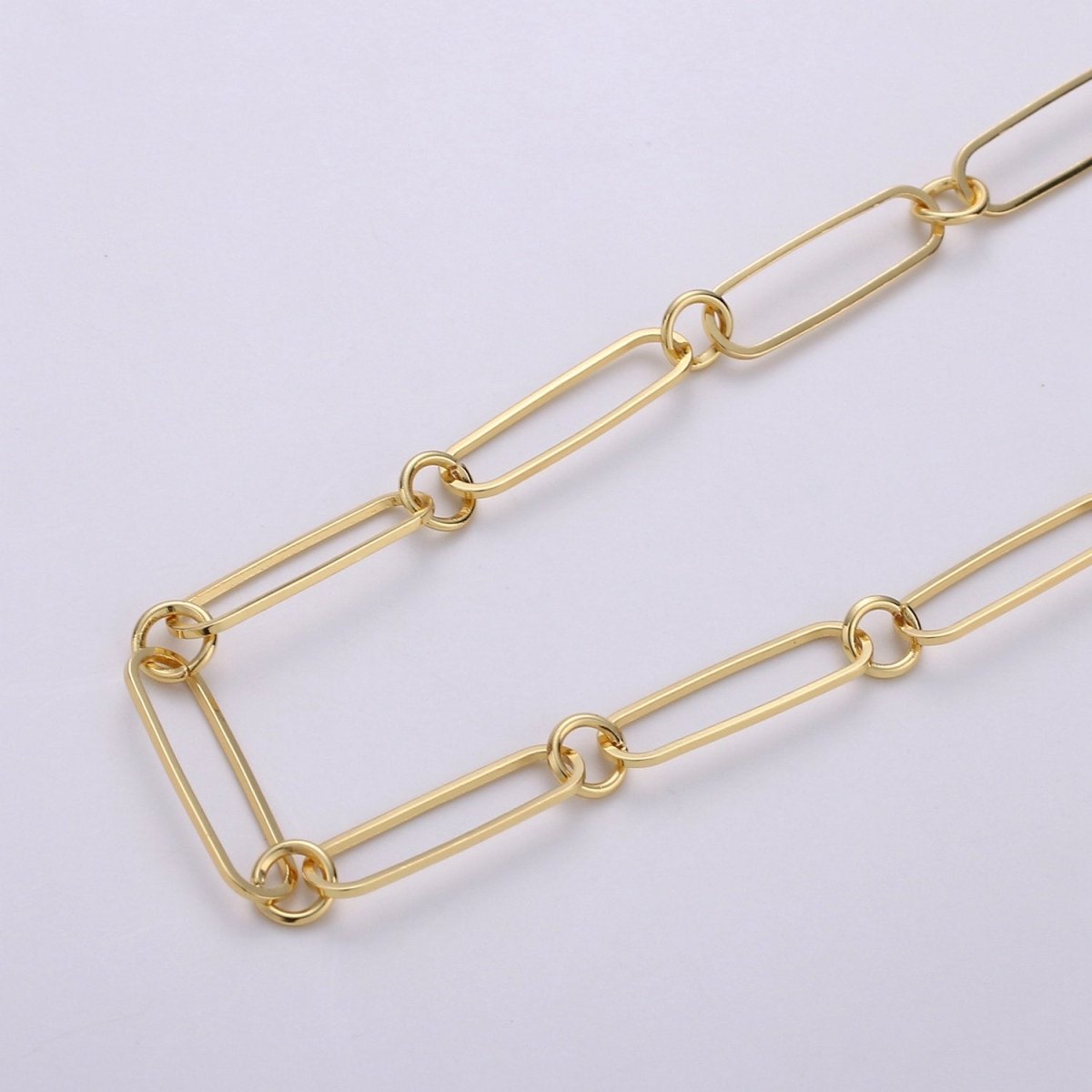 PAPER CLIP chain With Dainty cable ROLO Chain Necklace 5X20mm, 24K Gold Filled Nickel Free, Unfinished Link Chain For Jewelry Supply Component | ROLL-281 Clearance Pricing - DLUXCA