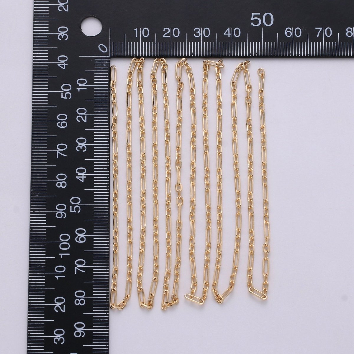 Paper Clip Chain With Dainty Rolo Figaro long and short fancy Chain Necklace, 5mm By Yard, 16K Gold Filled, Nickel Free Unfinished Chain | ROLL-249 - DLUXCA