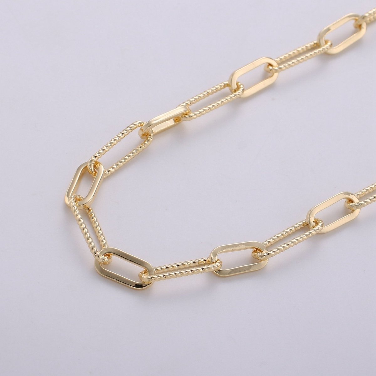 Paperclip Chain Necklace, 16K Gold Filled, Long Oval Paper Clip Chain 2x4mm, Nickel Free Unfinished Link Chain | ROLL-270 Clearance Pricing - DLUXCA