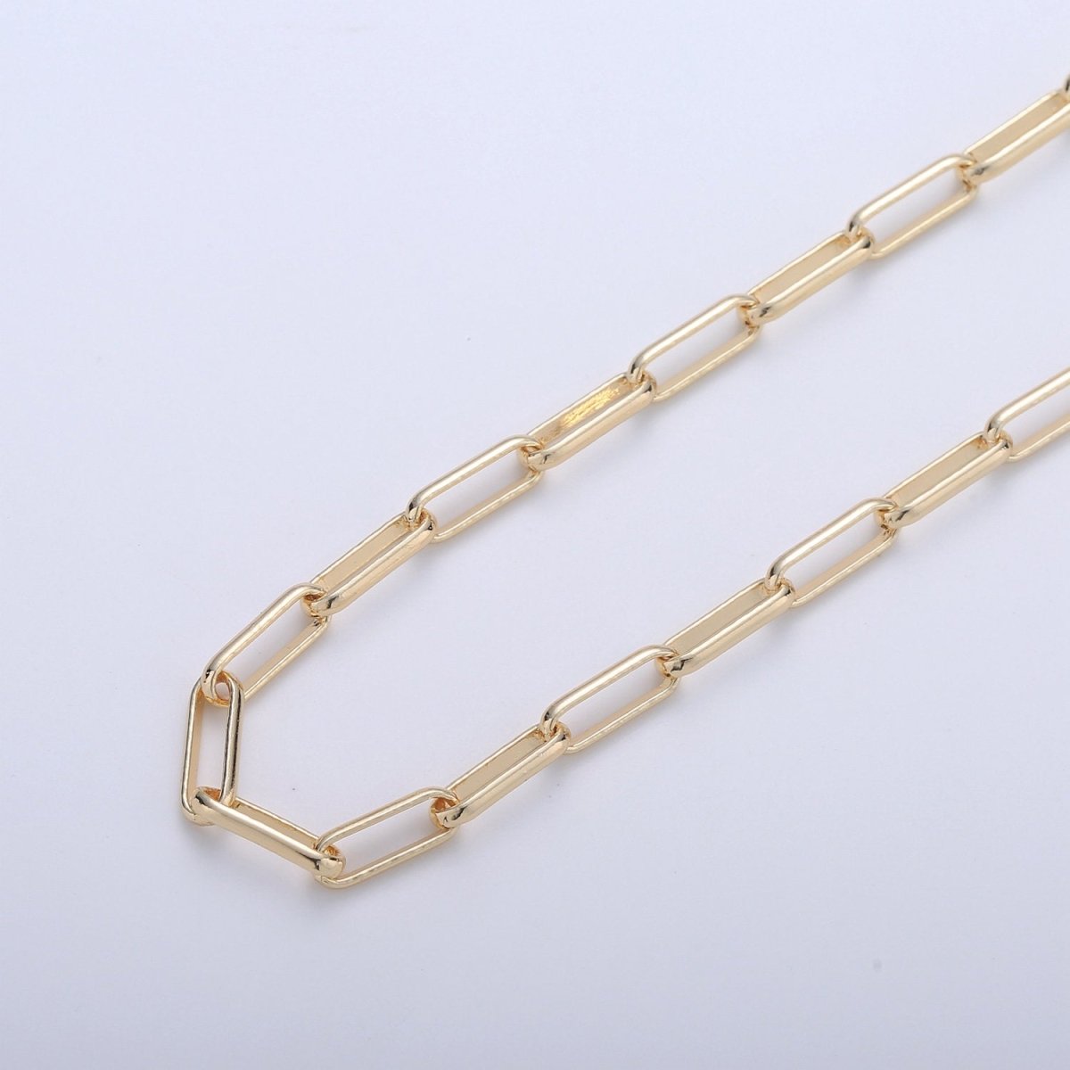 Paperclip Chain Necklace, 16K Gold Filled Oval Paper Clip Chain, Lead Nickel Free Unfinished Link Chain | ROLL-308 Clearance Pricing - DLUXCA