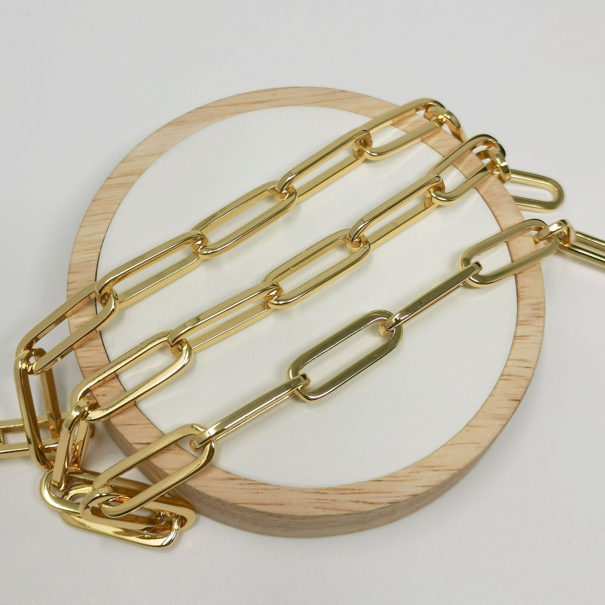 PAPERCLIP Chain Necklace, 24K Gold Filled Long Oval Rectangle Paper Clip Chain 1 Yard, Nickel Free, Unfinished Link Chain | ROLL-396 Clearance Pricing - DLUXCA