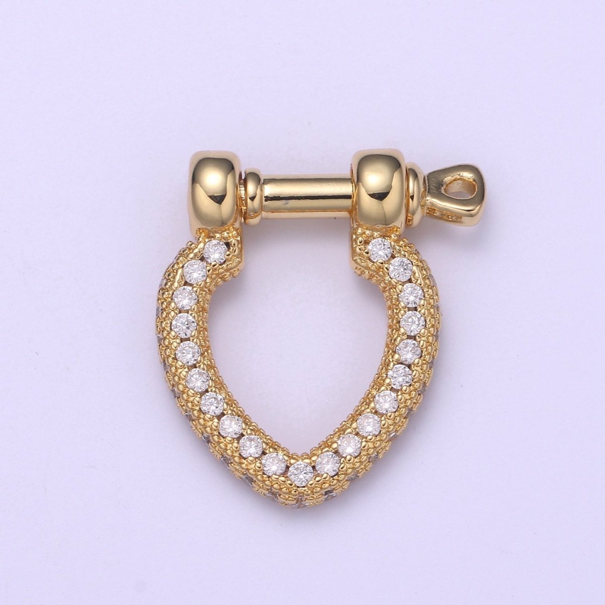 Paracord U Lock Shackle Clasp with screw Rod Carabiner Anchor Clasp, Clear CZ Paved ,For Necklace Bracelet Making Supply Component L-264 - DLUXCA