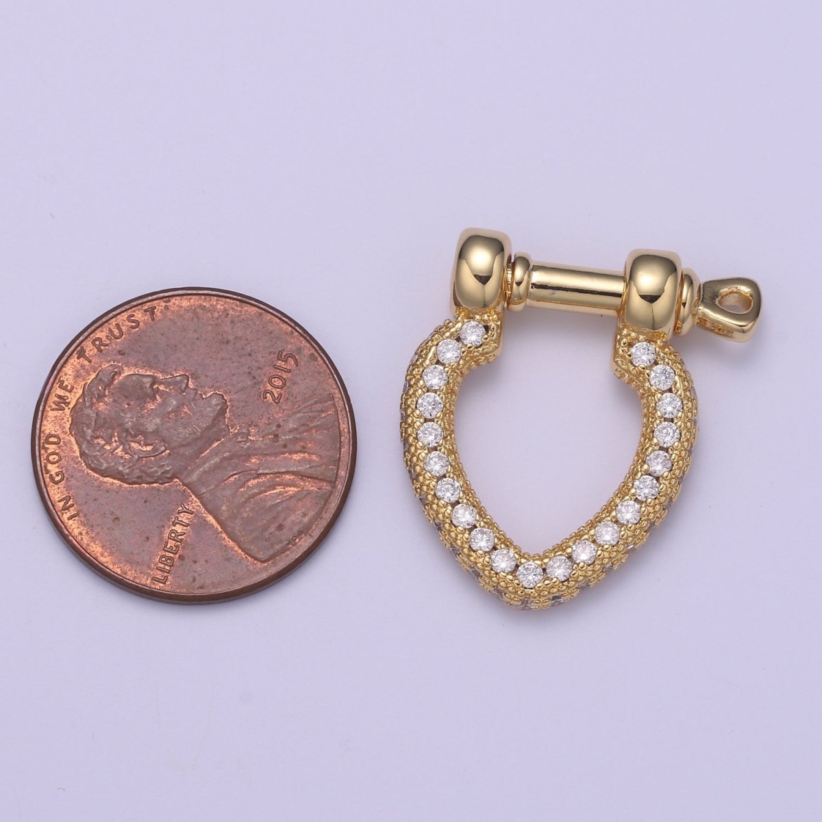 Paracord U Lock Shackle Clasp with screw Rod Carabiner Anchor Clasp, Clear CZ Paved ,For Necklace Bracelet Making Supply Component L-264 - DLUXCA