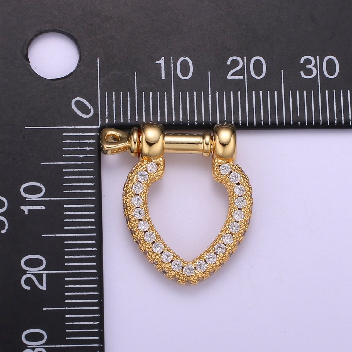 Paracord U Lock Shackle Clasp with screw Rod Carabiner Anchor Clasp, Clear CZ Paved ,For Necklace Bracelet Making Supply Component L-264 - DLUXCA