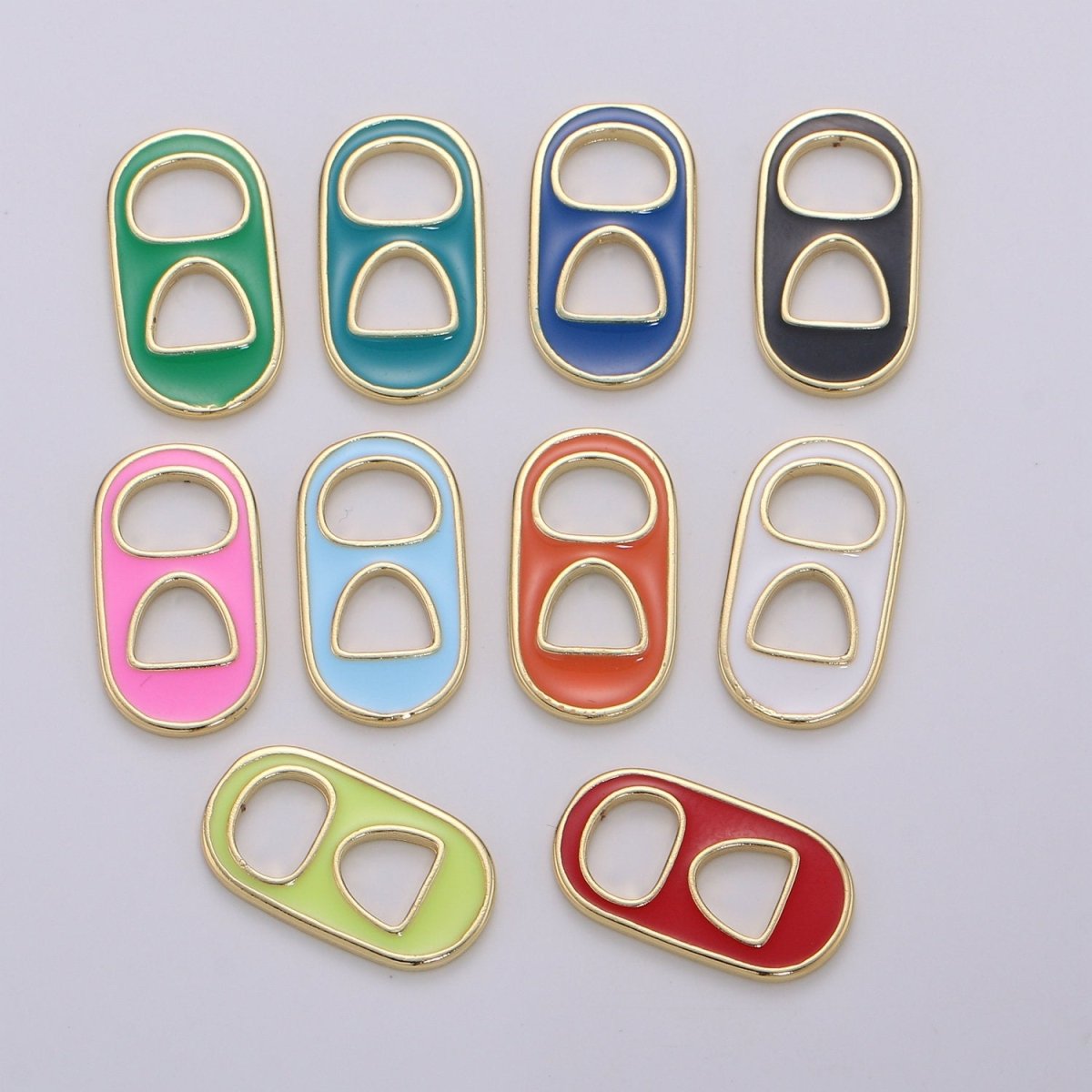 Pastel Color Enamel Soda Tab Charm Gold Soda Pull-tab Pendant Charm For Earring Bracelet Necklace Jewelry Making Supplies C-781~C-790 - DLUXCA