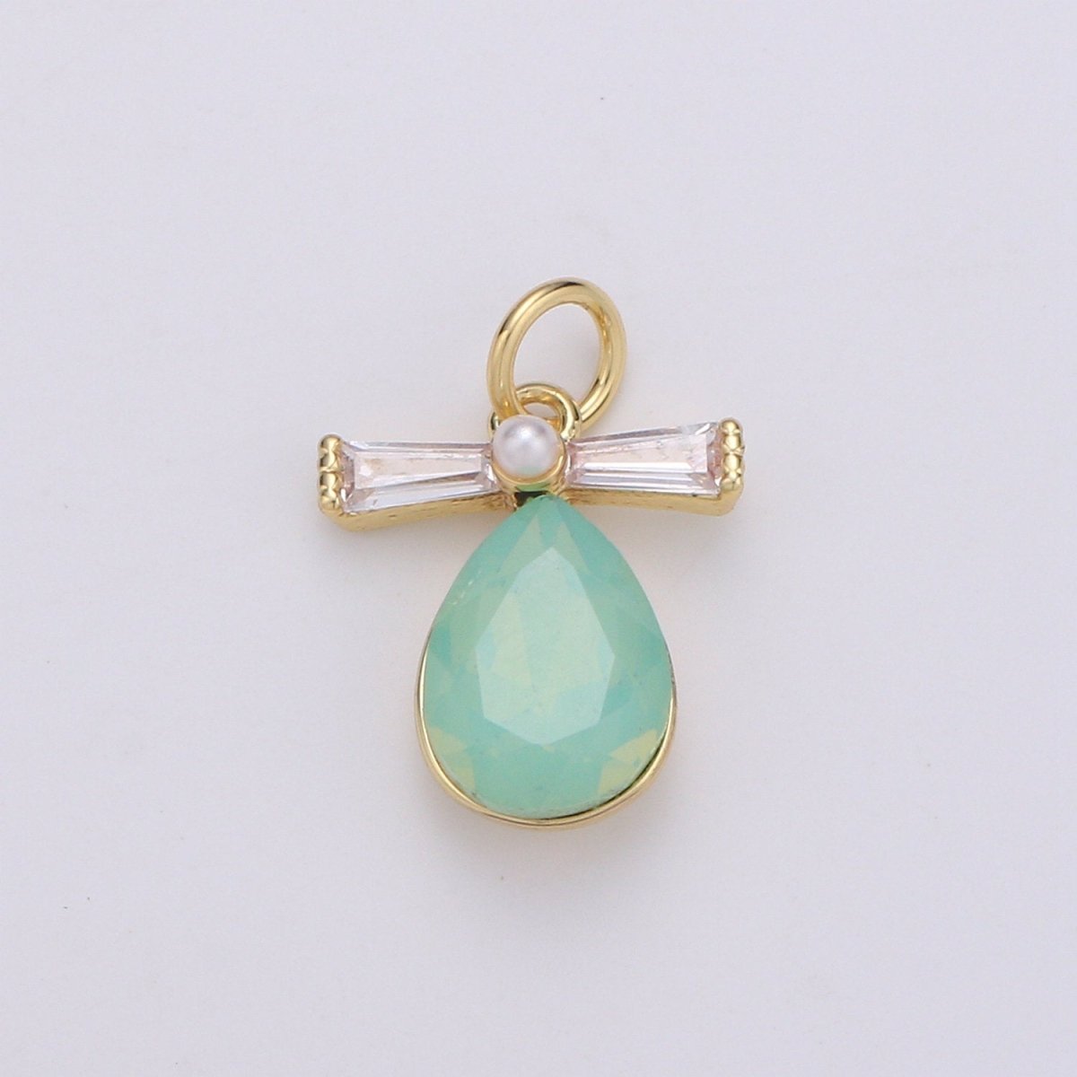 Pastel Teardrop Charms, 14k Gold Filled Cubic Zirconia, Teardrop Pendant, Gemstone Charm, Faceted Pendants, Bezel Charm, Purple mint Teal, D-744 - D-746 - DLUXCA