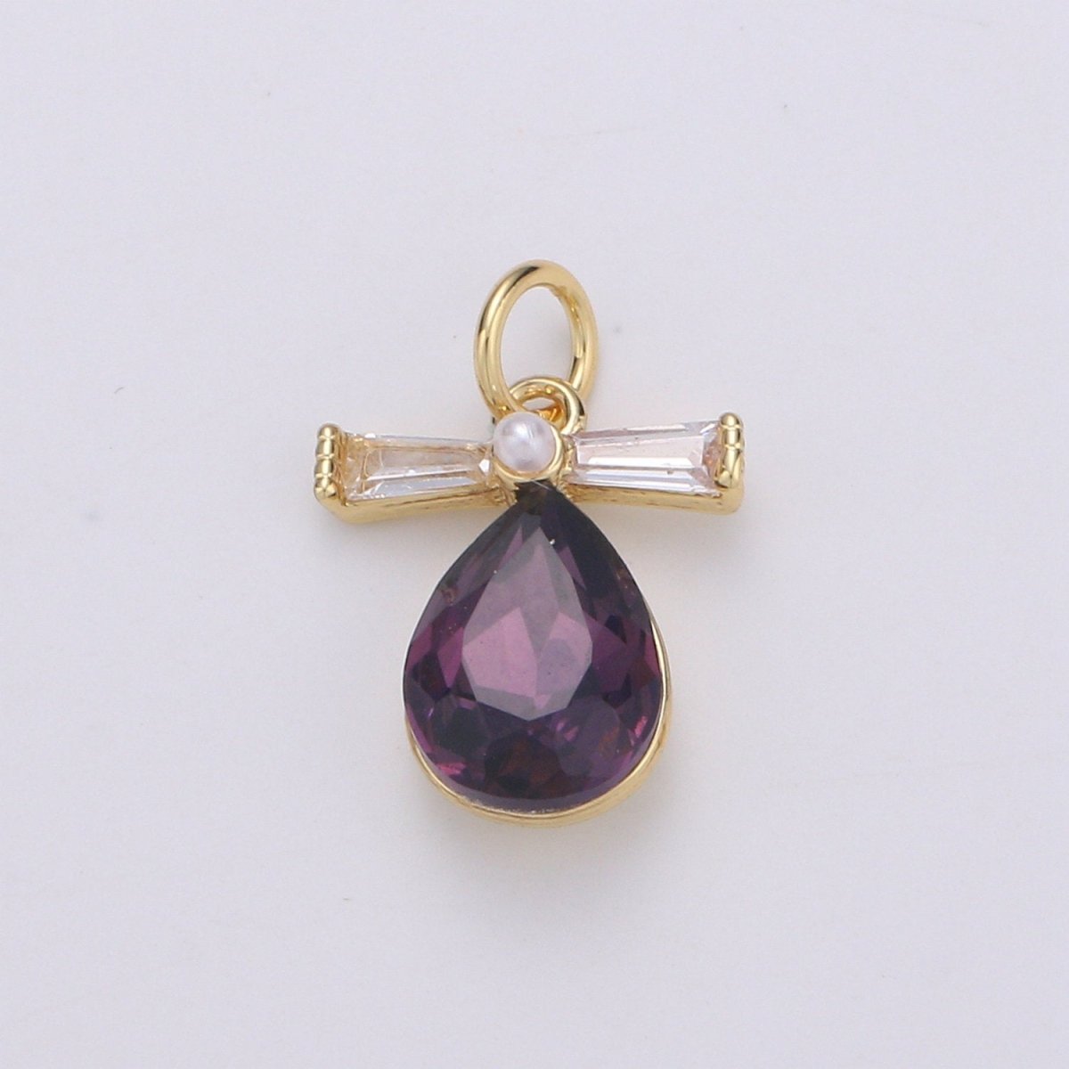 Pastel Teardrop Charms, 14k Gold Filled Cubic Zirconia, Teardrop Pendant, Gemstone Charm, Faceted Pendants, Bezel Charm, Purple mint Teal, D-744 - D-746 - DLUXCA