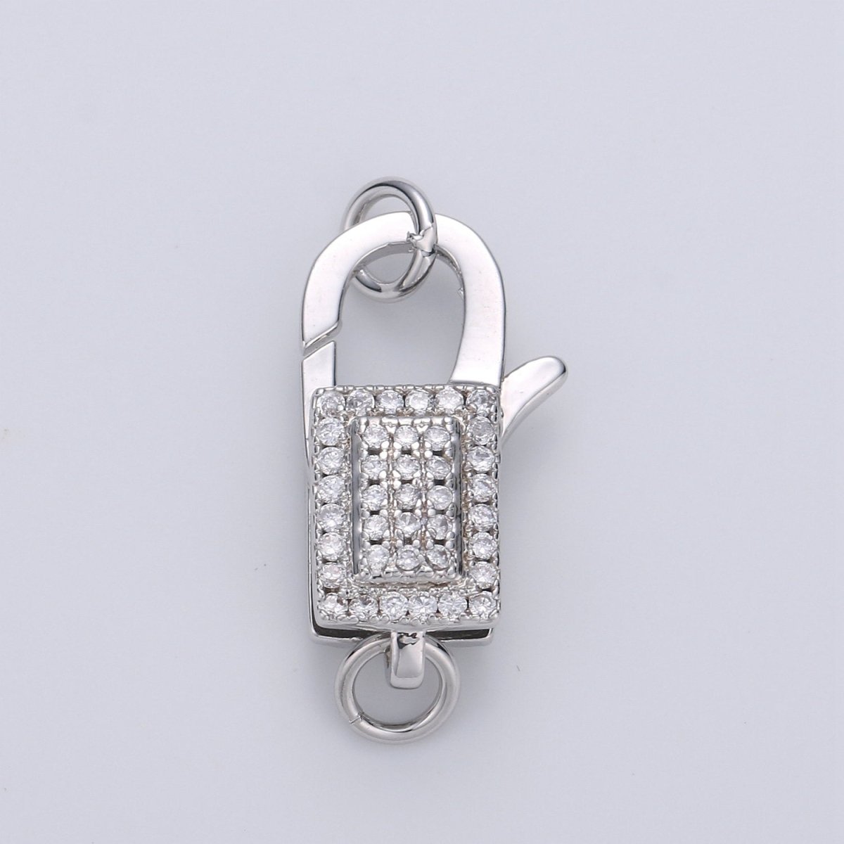 Pave Lobster Clasp, Micro Pave CZ Lobster Clasp, CZ Enhancer Clasp,Pave Bail Clasp,Large Pendant Pave Clasp, Gold Silver Pave Clasp, 20x10mm K-611 - K-614 - DLUXCA