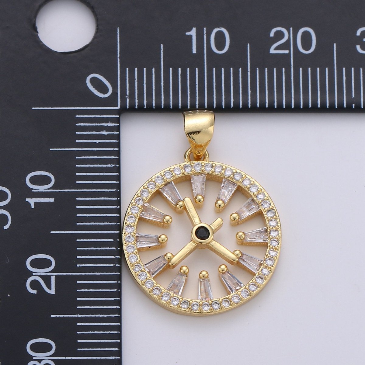 Pave pendant Necklace, Cubic clock pendant, Micro pave charms, pave jewelry, 24k Gold Filled watch pendant, earrings dangle, bracelet charms I-726 - DLUXCA