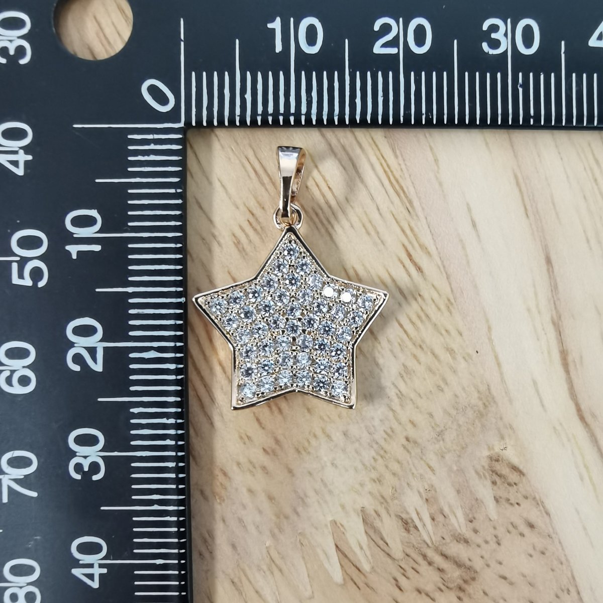 Pave Rhinestone 24K Gold-Filled Star Charm I-832 - DLUXCA