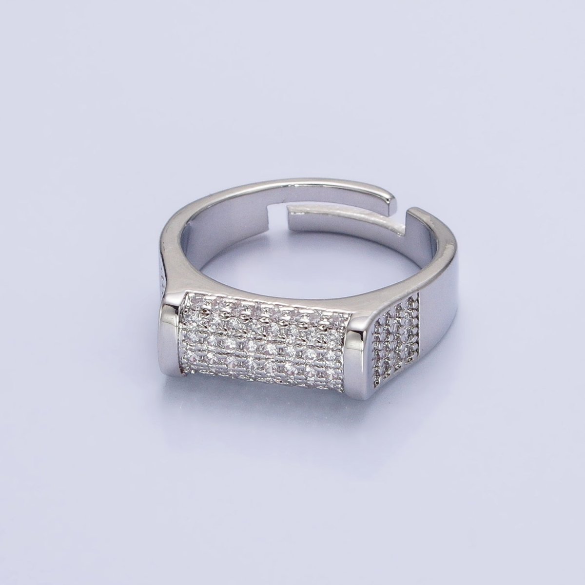 Pave Signet Ring Diamond CZ Micro Pave Signet Ring in 16K Gold Filled Adjustable Ring O-1555 O-1556 - DLUXCA