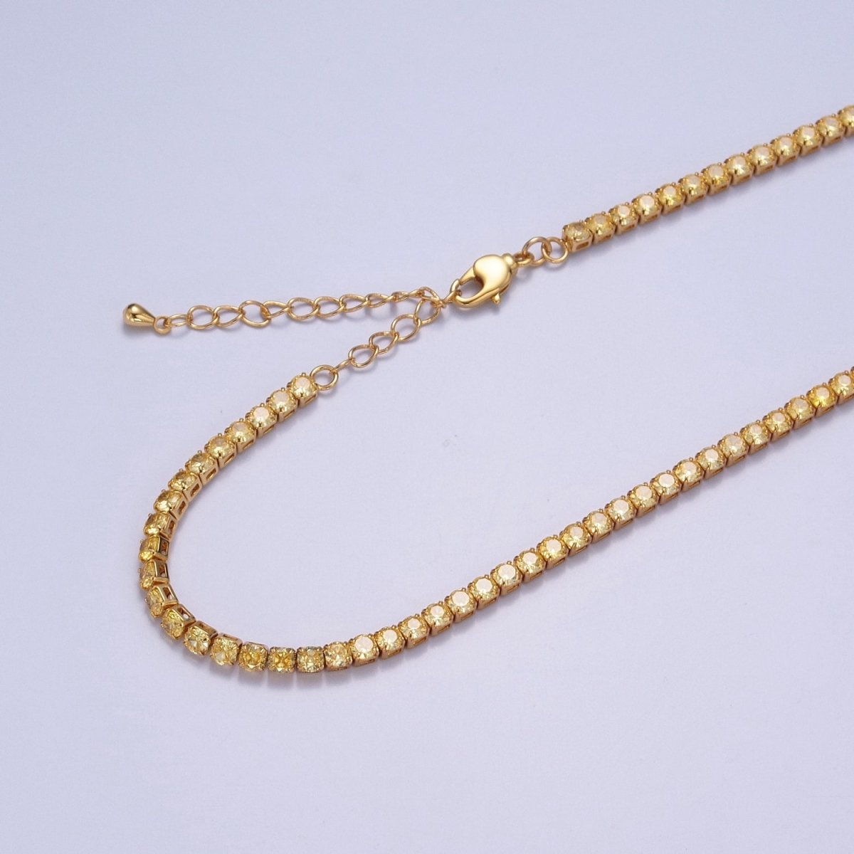 Peach, Red, Yellow Tennis Necklace | 3mm Round Cubic Zirconia Necklace | Diamond CZ Tennis Chain Necklace | Adjustable Layer Necklace | WA-893 to WA-895 Clearance Pricing - DLUXCA