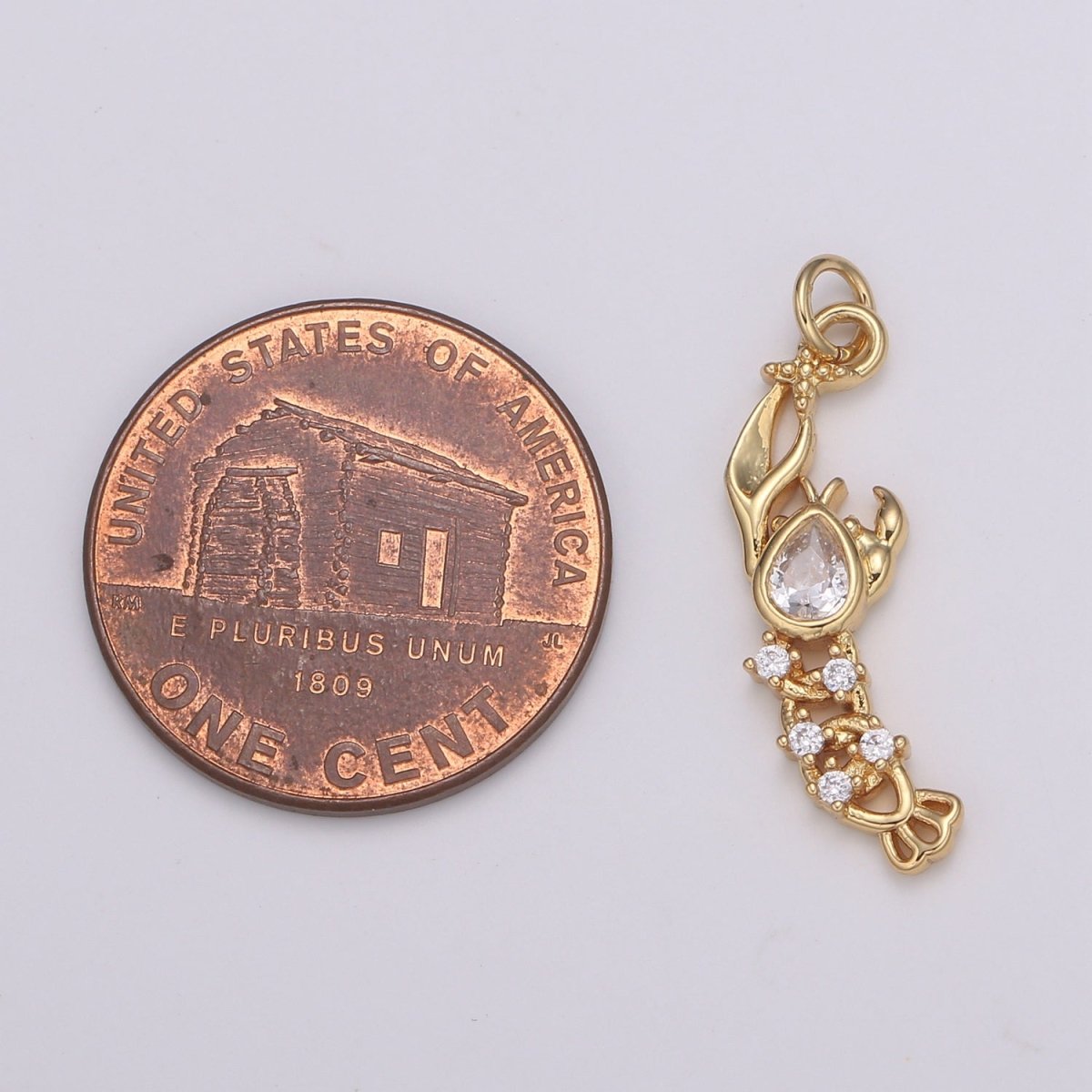 Pear Cut Pave Gold Lobster Charm, Shrimp Bracelet Charm, Necklace Charm, Earring Charm, Ocean Jewelry, Underwater animal E-197 E-788 - DLUXCA