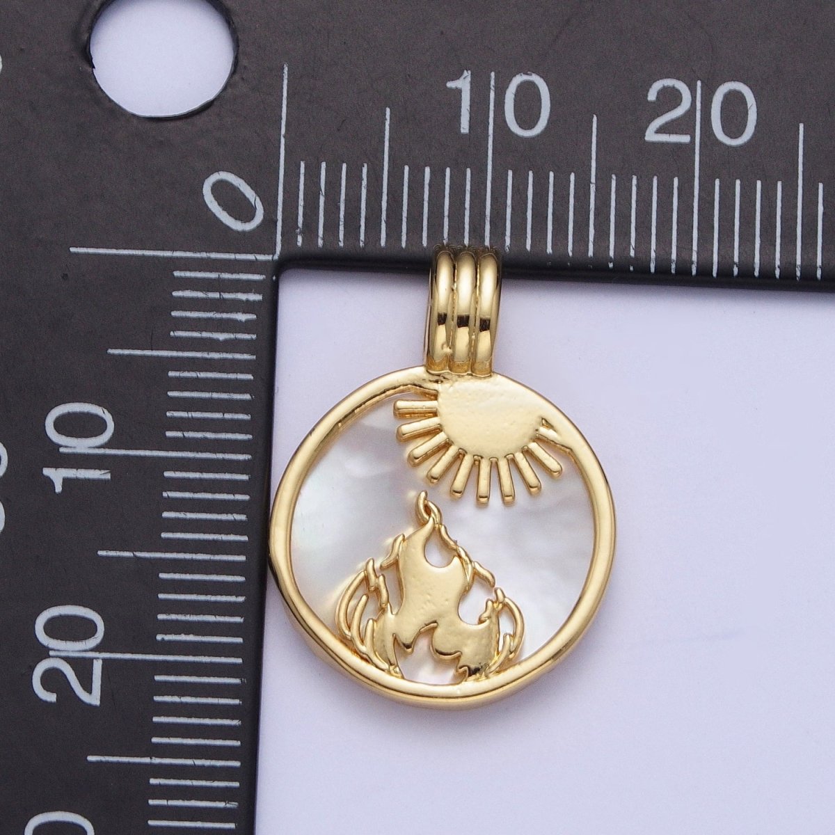 Pearl Collection Gold Element Charm Fire Wind Earth Ocean Wave Charm 24K Gold Filled Medallion for Necklace Bracelet Supply X-402 - X-405 - DLUXCA