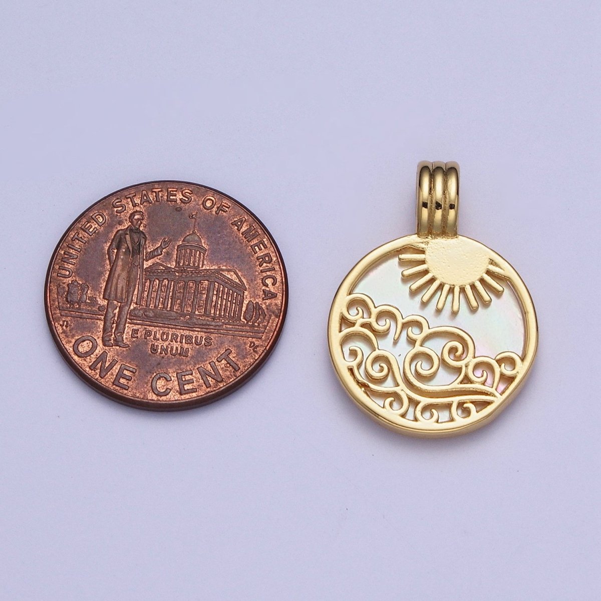 Pearl Collection Gold Element Charm Fire Wind Earth Ocean Wave Charm 24K Gold Filled Medallion for Necklace Bracelet Supply X-402 - X-405 - DLUXCA