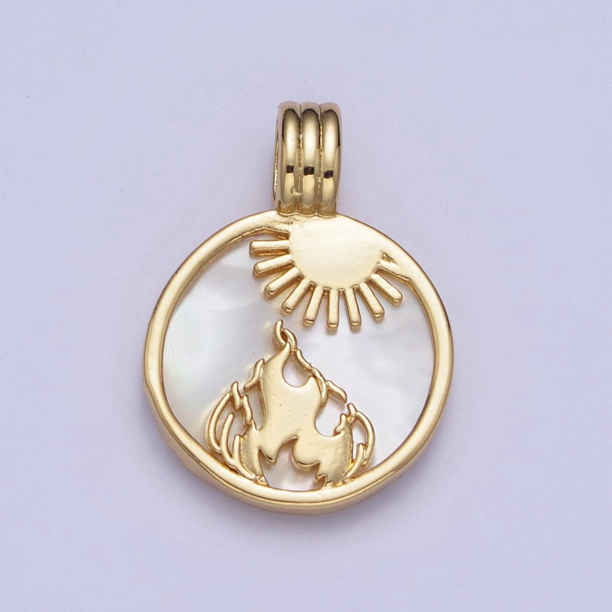 Pearl Collection Gold Element Charm Fire Wind Earth Ocean Wave Charm 24K Gold Filled Medallion for Necklace Bracelet Supply X-402 - X-405 - DLUXCA