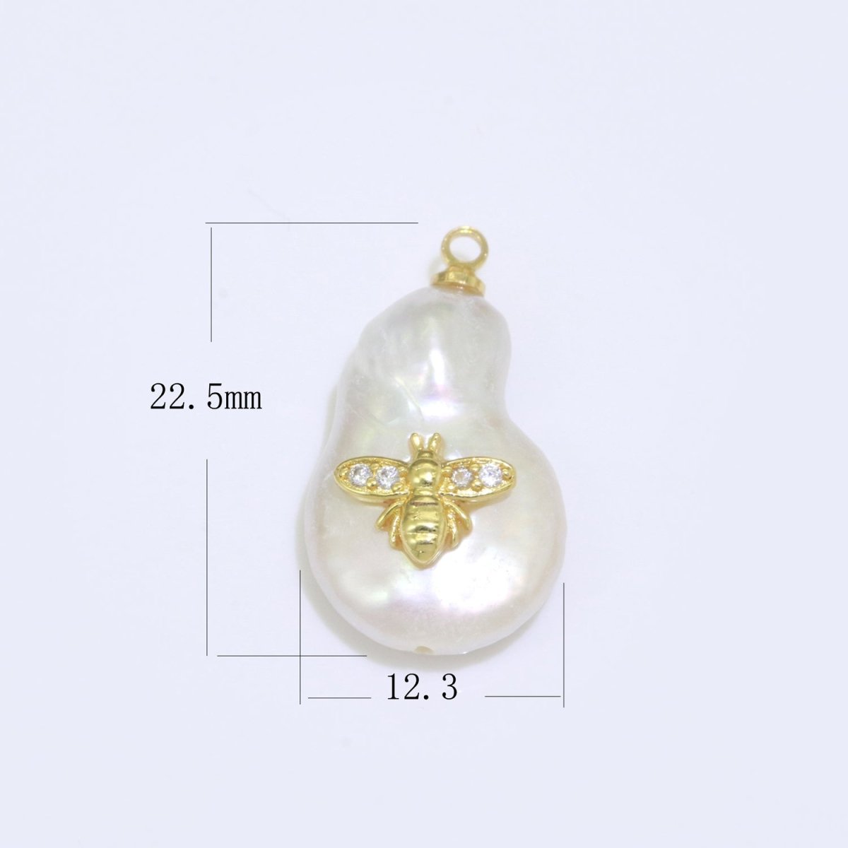 Pearl Gold Evil Eye Charm, Bee, Thunder, Weed, Star Charm Dainty Pear Freeform Pearl Jewelry for Amulet Pendant Jewelry Supply P-1826 P-1827 - DLUXCA