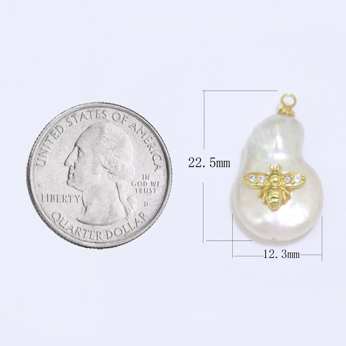 Pearl Gold Evil Eye Charm, Bee, Thunder, Weed, Star Charm Dainty Pear Freeform Pearl Jewelry for Amulet Pendant Jewelry Supply P-1826 P-1827 - DLUXCA