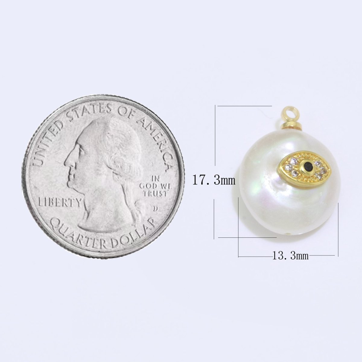 Pearl Gold Evil Eye Charm, Bee, Thunder, Weed, Star Charm Dainty Pear Freeform Pearl Jewelry for Amulet Pendant Jewelry Supply P-1826 P-1827 - DLUXCA