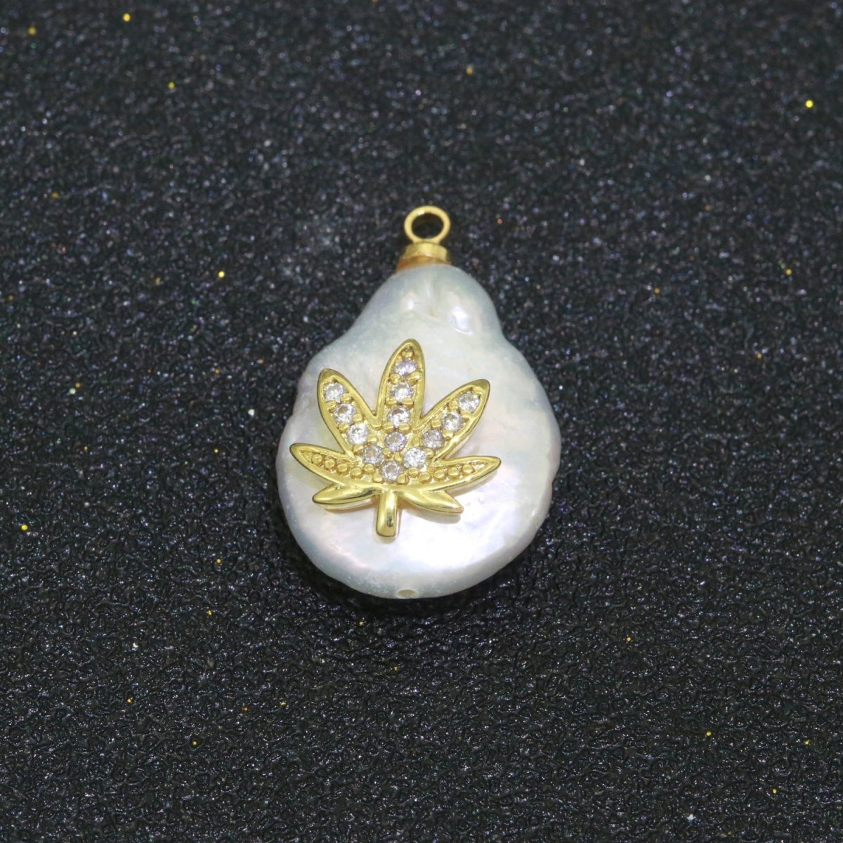 Pearl Gold Evil Eye Charm, Bee, Thunder, Weed, Star Charm Dainty Pear Freeform Pearl Jewelry for Amulet Pendant Jewelry Supply P-1826 P-1827 - DLUXCA