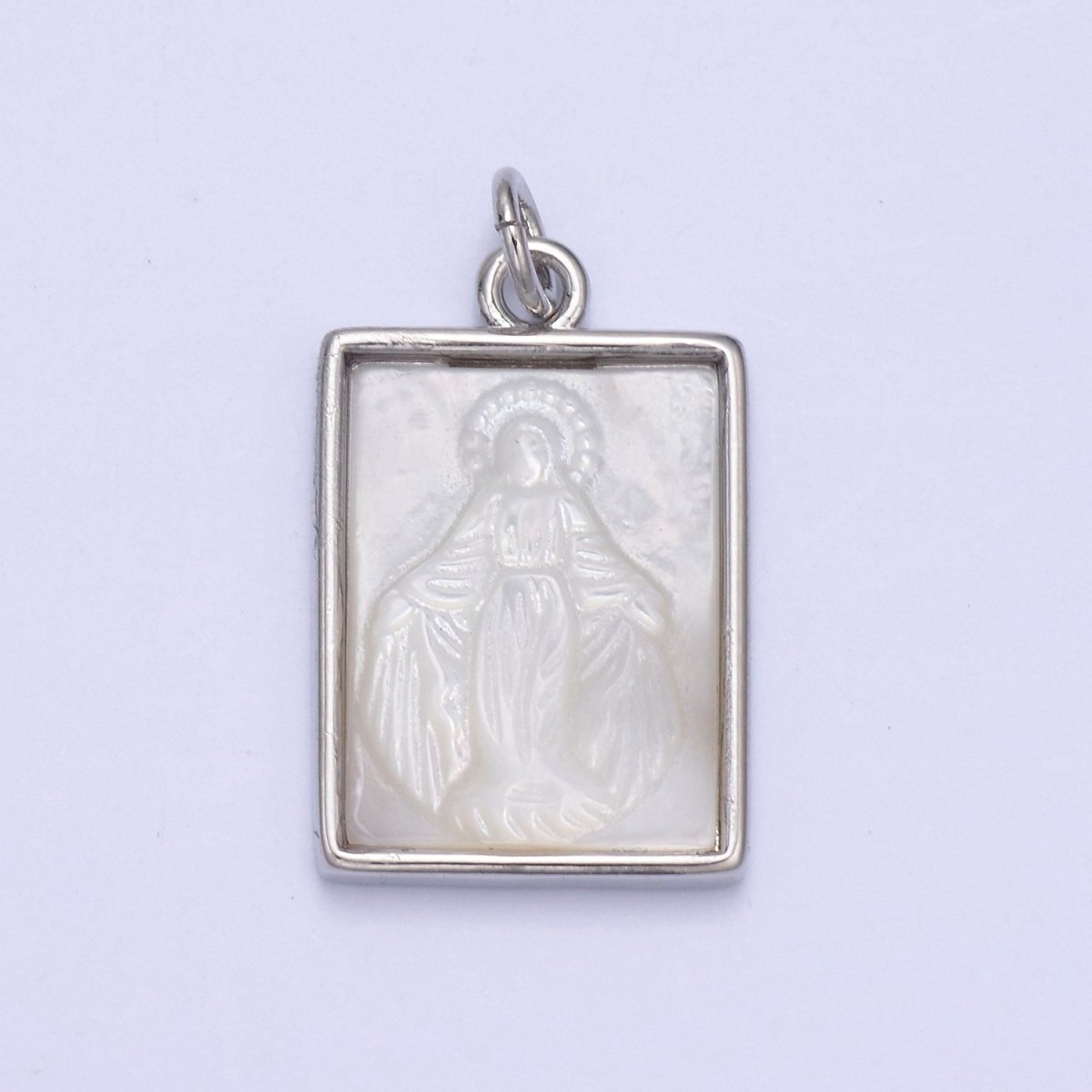 Pearl Virgin Mary On Frame Charms, Dainty Gold Miraculous Lady Pendant, Mother of Pearl Necklace Charms N-862 N-863 - DLUXCA