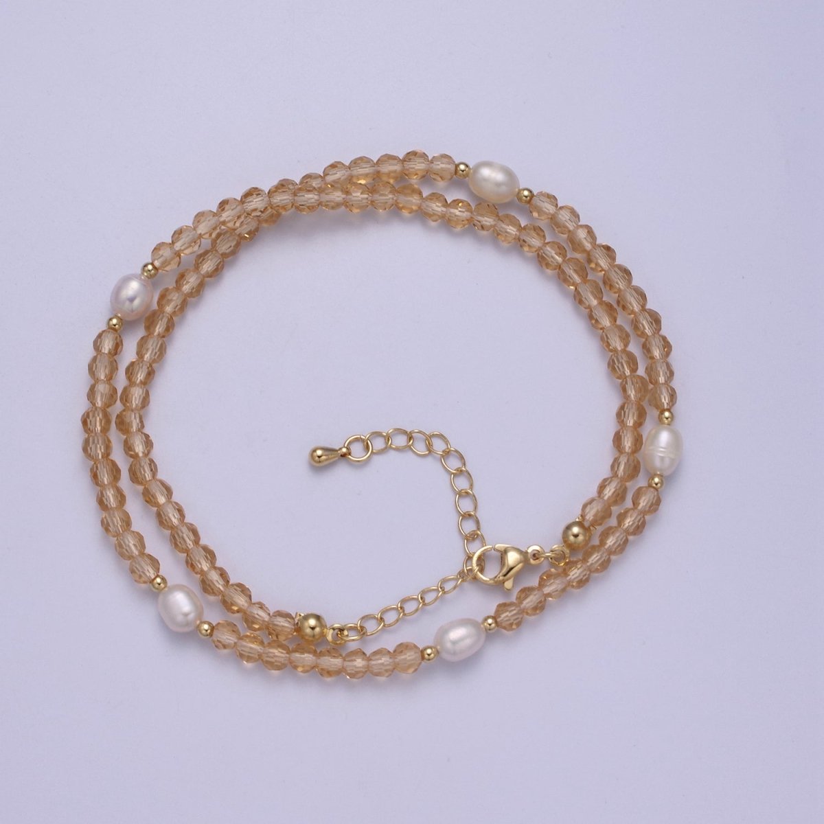 Pearl with Peach Glass Beaded Necklace, Peach Faceted Rondell Beads Necklace | WA-607 Clearance Pricing - DLUXCA