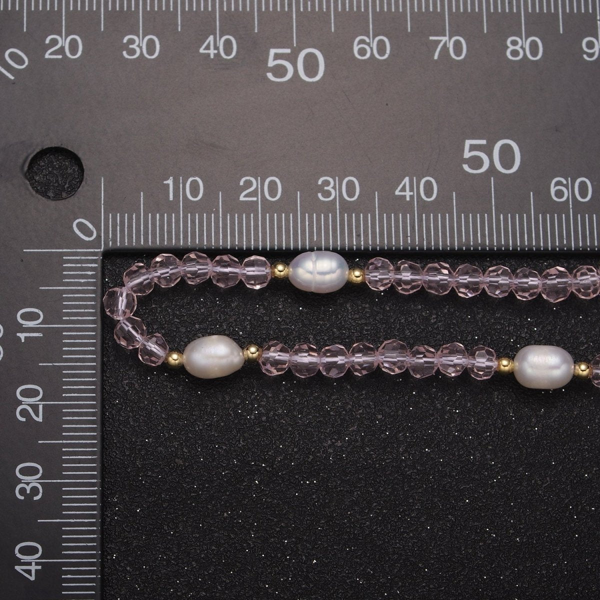 Pearl with Pink Glass Beaded Necklace, Rose Quartz Faceted Rondelle Beads Necklace | WA-586 Clearance Pricing - DLUXCA