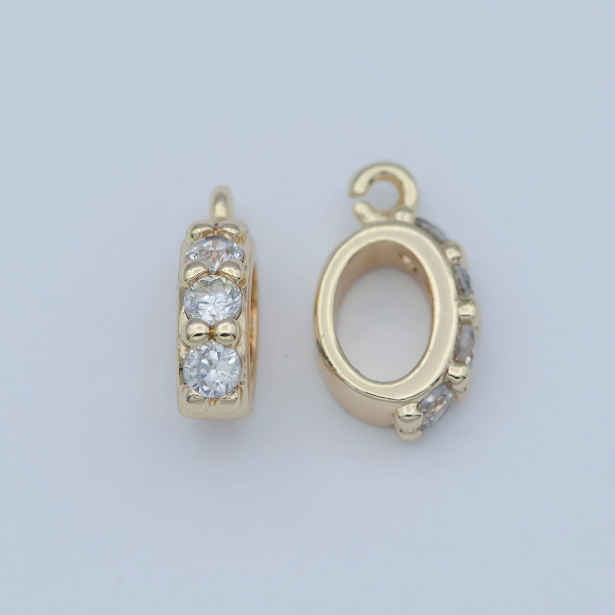 Pendant Bail with Hook CZ Micro Pave Pendant Bail Gold Plated Bail Clasps open link for charm M-359 - DLUXCA