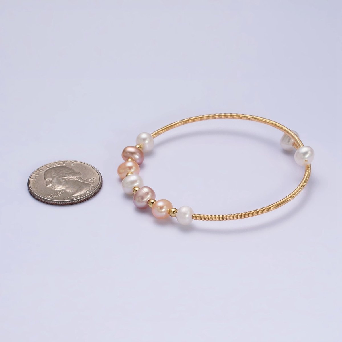 Petite Pearl Bangle Bracelet Layering Jewelry for Minimalist Bracelet Wedding Jewelry | WA-1866 WA-1867 Clearance Pricing - DLUXCA