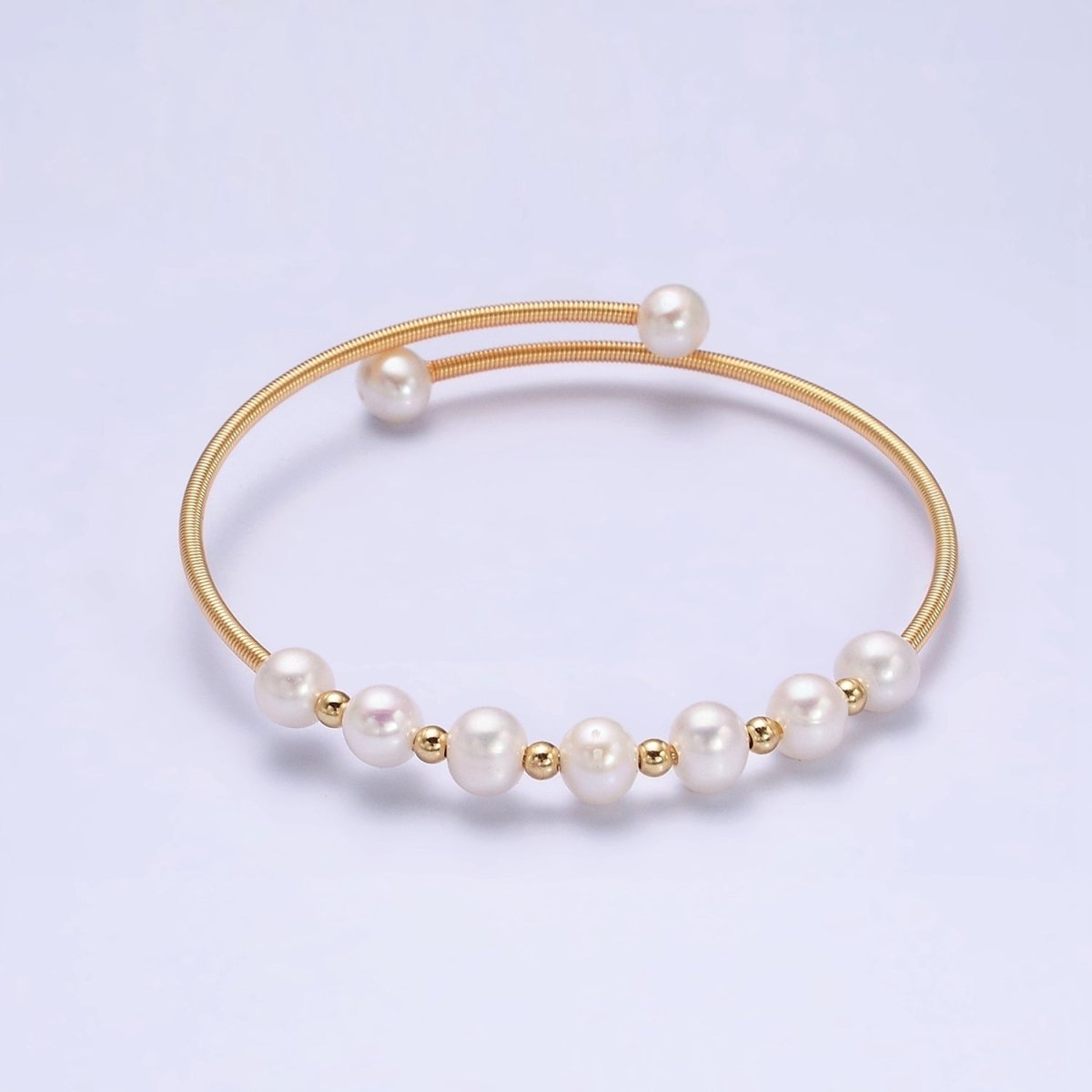 Petite Pearl Bangle Bracelet Layering Jewelry for Minimalist Bracelet Wedding Jewelry | WA-1866 WA-1867 Clearance Pricing - DLUXCA