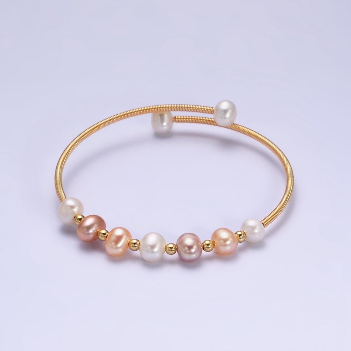 Petite Pearl Bangle Bracelet Layering Jewelry for Minimalist Bracelet Wedding Jewelry | WA-1866 WA-1867 Clearance Pricing - DLUXCA