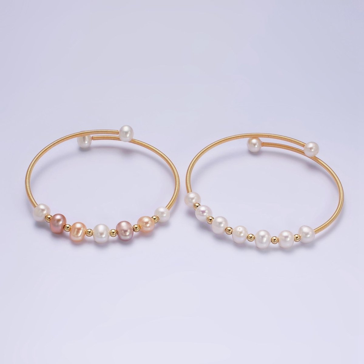 Petite Pearl Bangle Bracelet Layering Jewelry for Minimalist Bracelet Wedding Jewelry | WA-1866 WA-1867 Clearance Pricing - DLUXCA