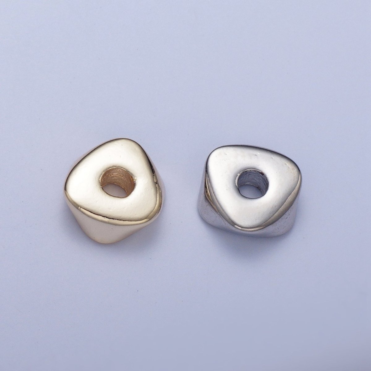Pieces Pack 8.6mm Triangle Twist Geometric Spacer Beads Jewelry Component in Gold & Silver B-058 B-061 - DLUXCA