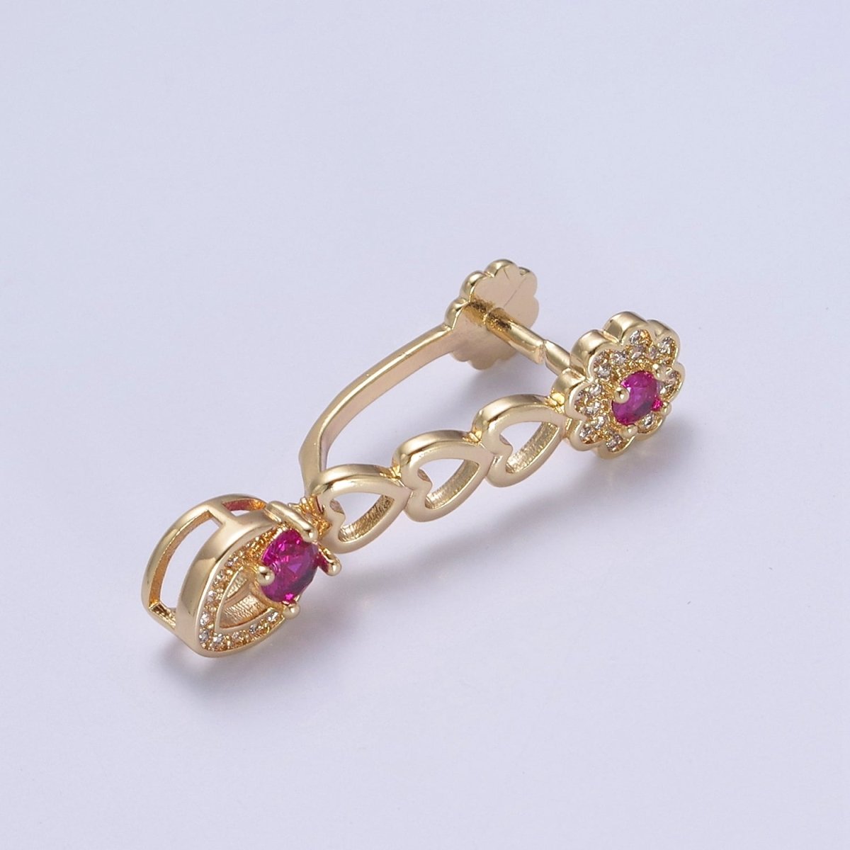 Pinch Bail, Nickel Free, 31.3x7.5mm, Pendant bail, 16K gold Filled brass Jewelry Gold bail, Charm bail, Ice pick with Micro Pave CZ Stone L-649 L-650 - DLUXCA