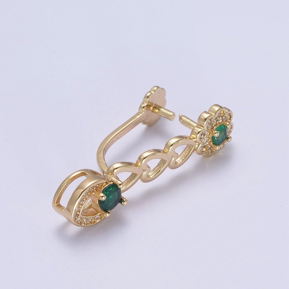 Pinch Bail, Nickel Free, 31.3x7.5mm, Pendant bail, 16K gold Filled brass Jewelry Gold bail, Charm bail, Ice pick with Micro Pave CZ Stone L-649 L-650 - DLUXCA