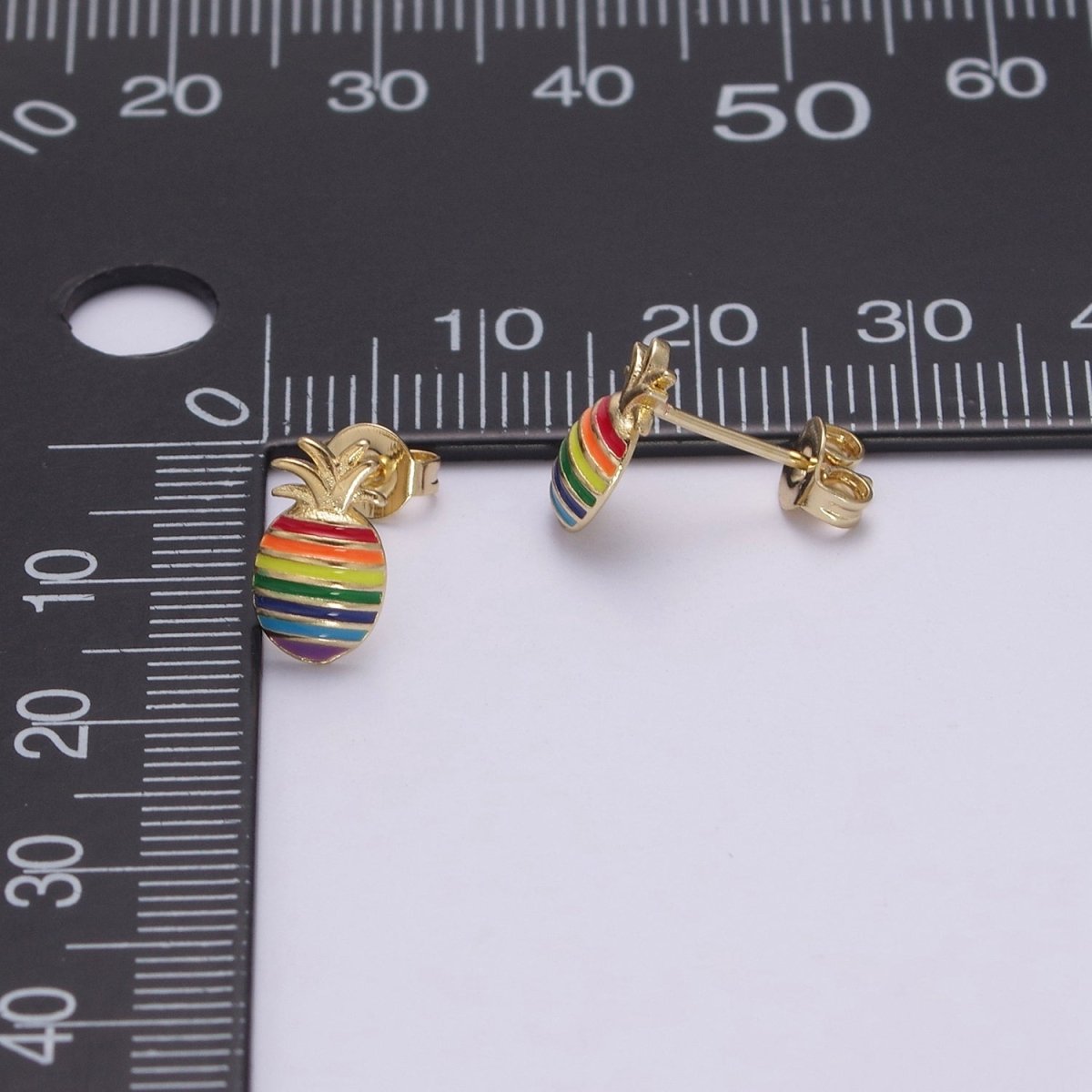 Pineapple Stud Earrings • Pineapple Earrings • Pineapple Jewelry •Rainbow Earrings • Stud Earring • Gift for Her • Earrings T-253 - DLUXCA