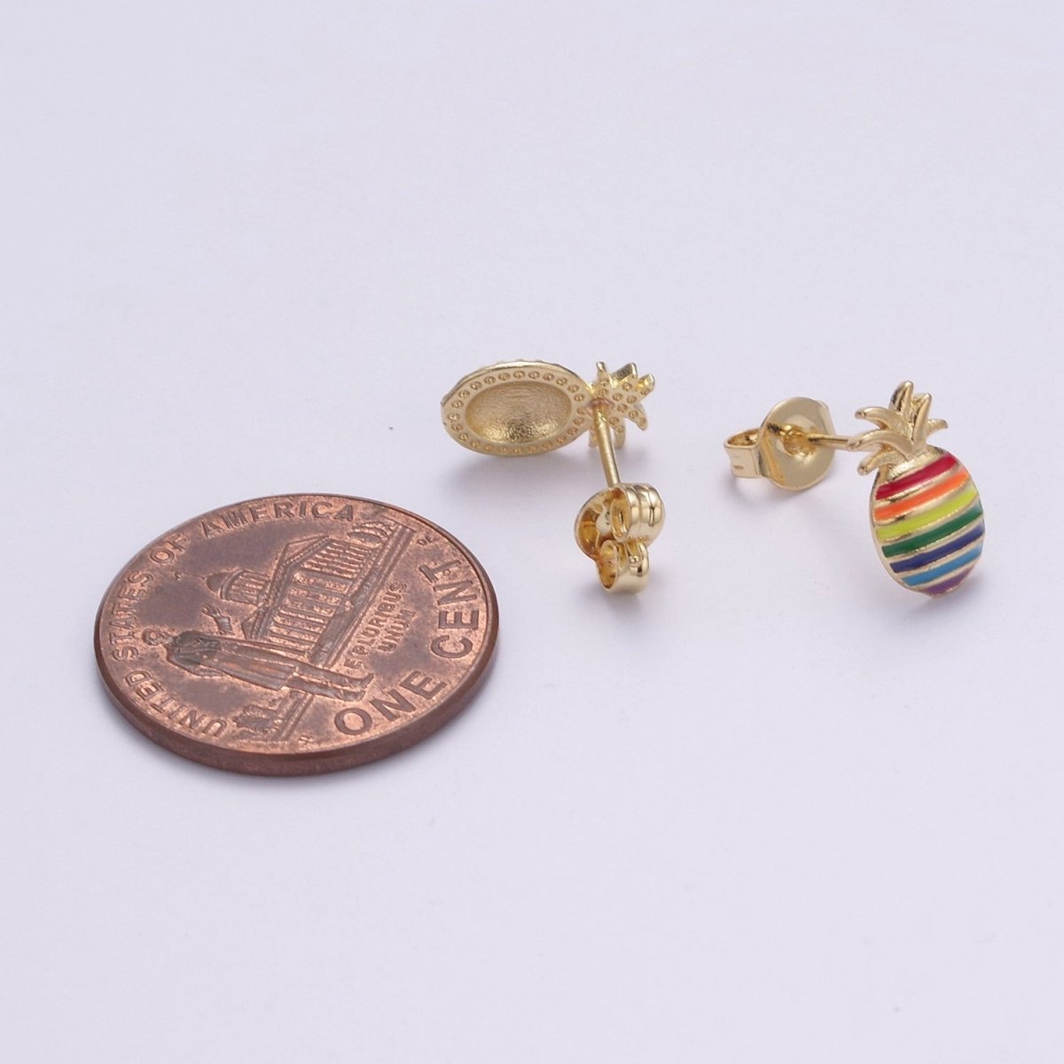 Pineapple Stud Earrings • Pineapple Earrings • Pineapple Jewelry •Rainbow Earrings • Stud Earring • Gift for Her • Earrings T-253 - DLUXCA