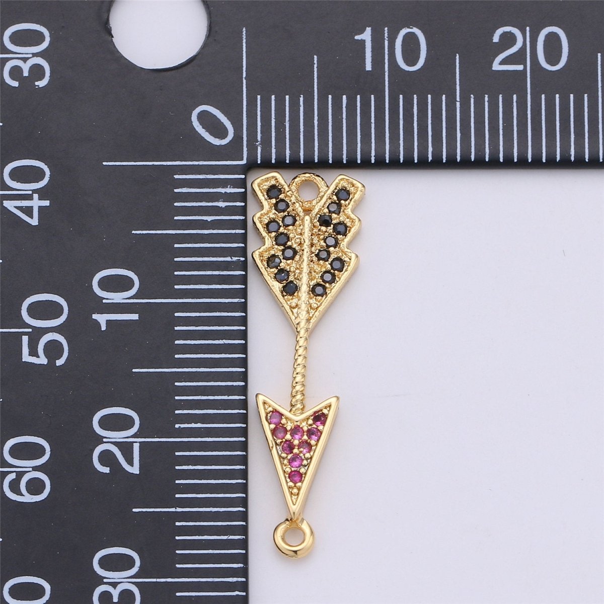 Pink Cubic Charm Connector Gold Arrow Bracelet Connector F-335 - DLUXCA