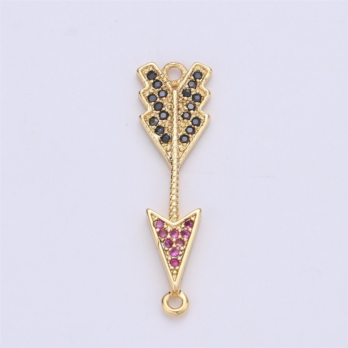 Pink Cubic Charm Connector Gold Arrow Bracelet Connector F-335 - DLUXCA