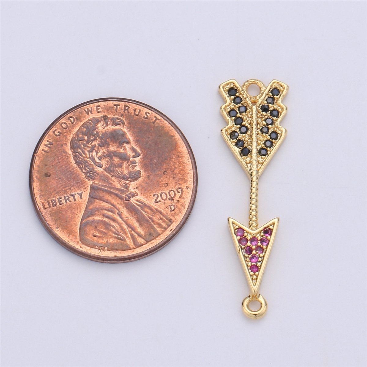 Pink Cubic Charm Connector Gold Arrow Bracelet Connector F-335 - DLUXCA