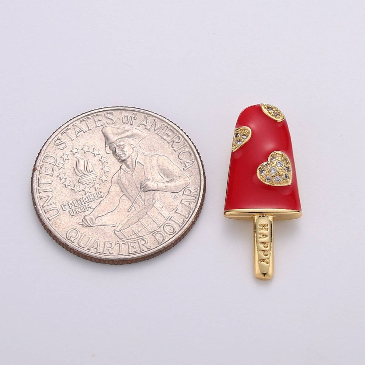 Pink Enamel Charm, Red Lollipop Charms, Sweet Charms, Happy Jewelry Pendant, Necklace Bracelet Charm, Craft Supplies, Gold Plated I-745 I-746 - DLUXCA