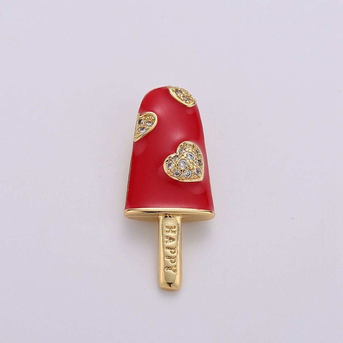 Pink Enamel Charm, Red Lollipop Charms, Sweet Charms, Happy Jewelry Pendant, Necklace Bracelet Charm, Craft Supplies, Gold Plated I-745 I-746 - DLUXCA