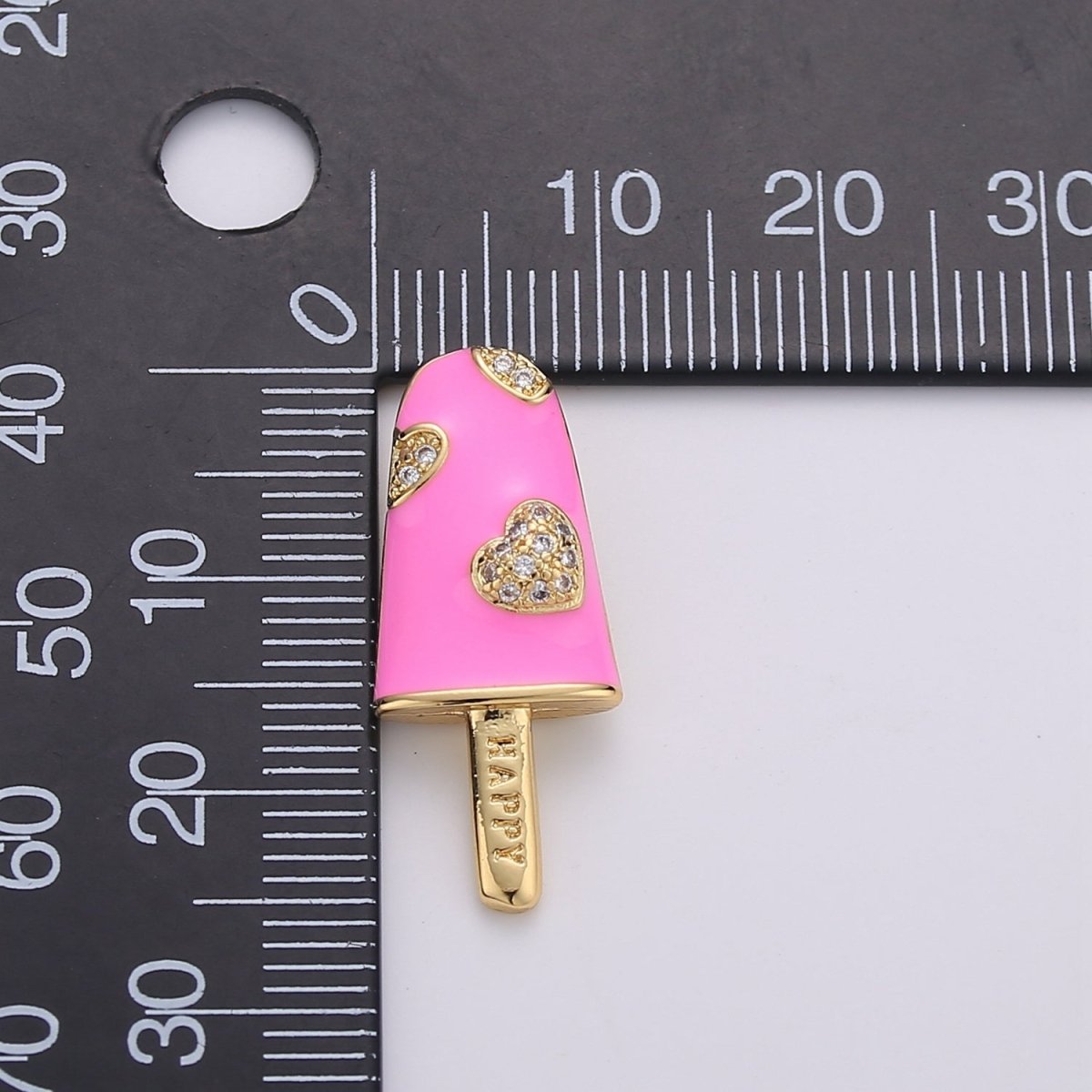 Pink Enamel Charm, Red Lollipop Charms, Sweet Charms, Happy Jewelry Pendant, Necklace Bracelet Charm, Craft Supplies, Gold Plated I-745 I-746 - DLUXCA