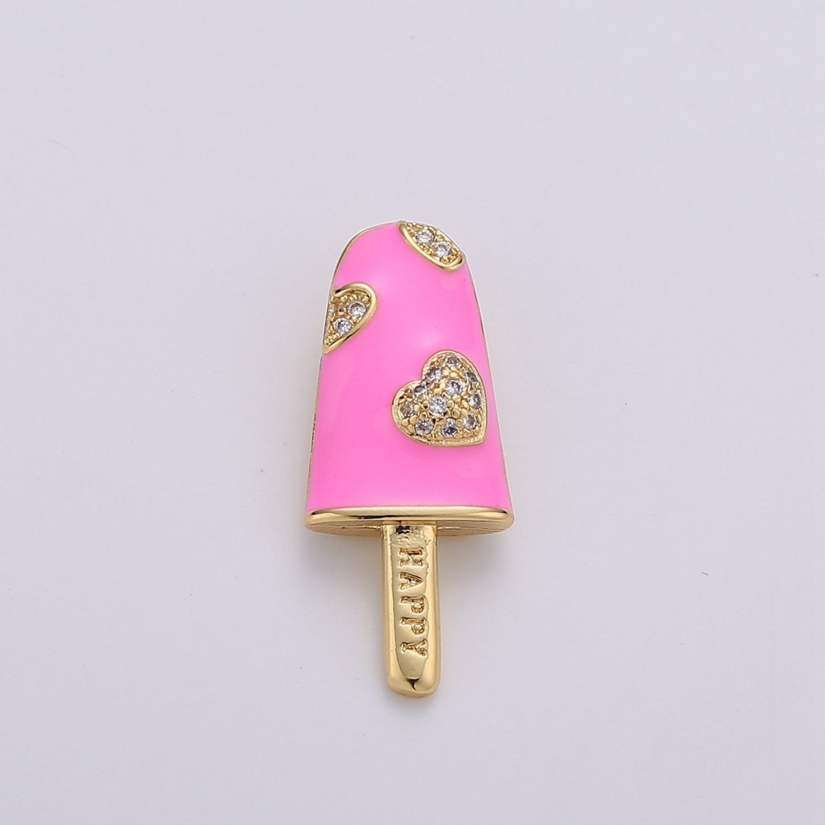 Pink Enamel Charm, Red Lollipop Charms, Sweet Charms, Happy Jewelry Pendant, Necklace Bracelet Charm, Craft Supplies, Gold Plated I-745 I-746 - DLUXCA