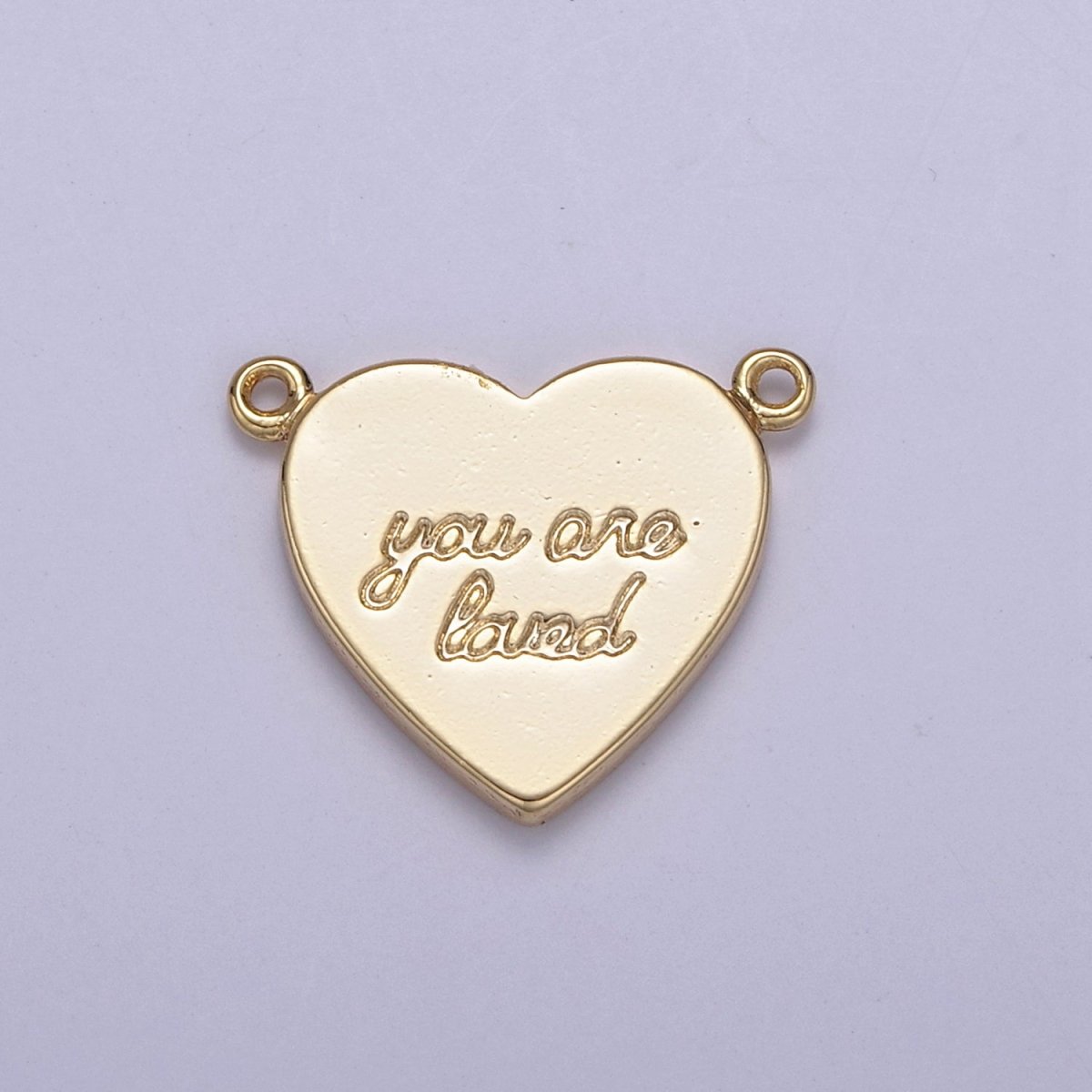 Pink Enamel Heart Charm Connector with You are Loved for Valentine Jewelry Making Supply F-814 - DLUXCA